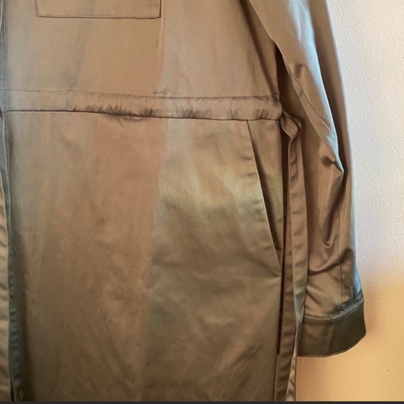 Knee-length Green dress in a woven cotton blend with a sheen. - Picture 6 of 10